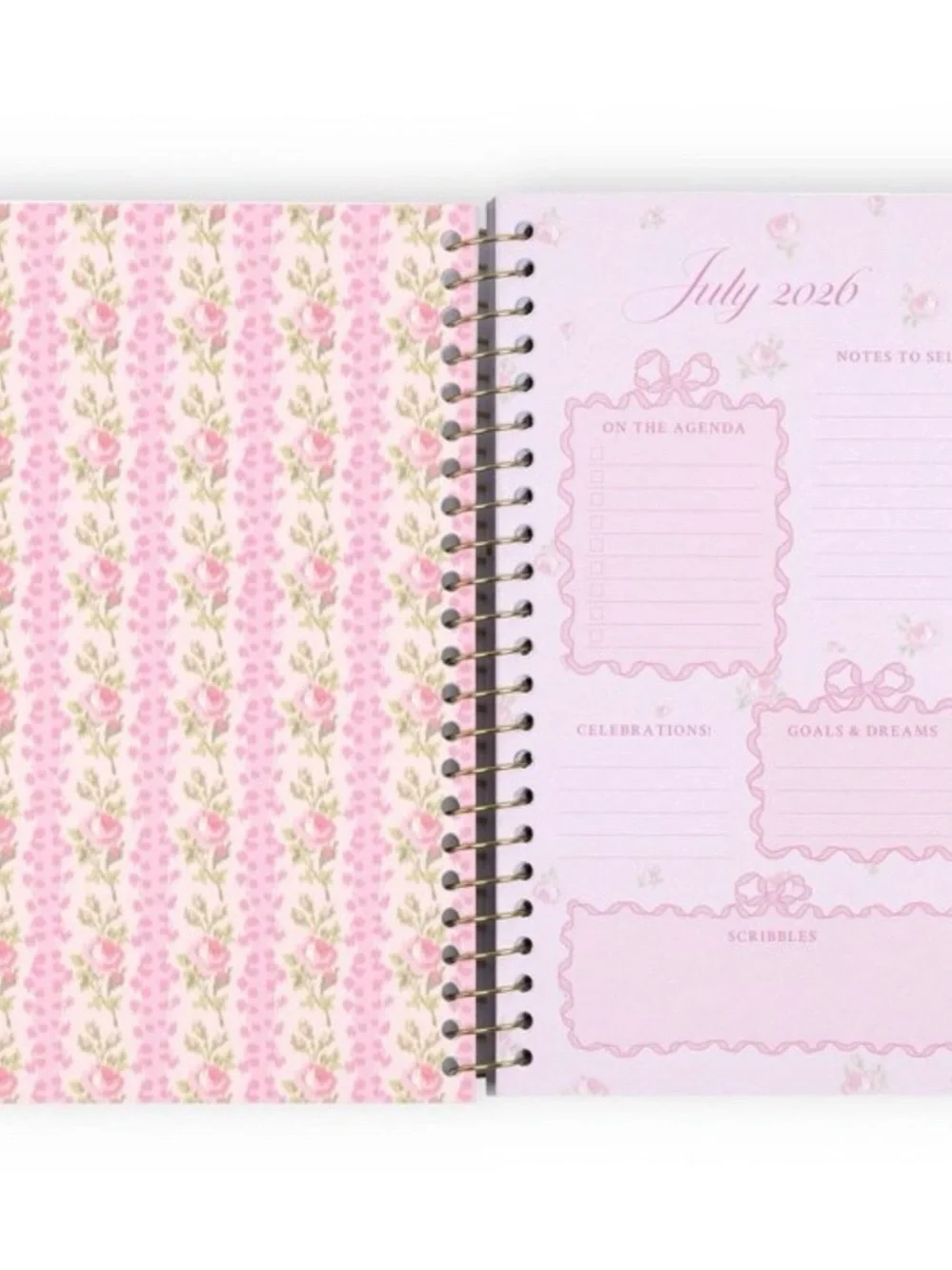 LoveShackFancy x Yoobi Pink Floral Planner 5”x8” Gold Foil Accent-2026-2027